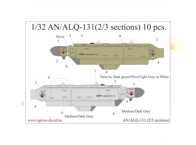 Декаль для AN/ALQ-131 (2/3 sections) 10 шт.