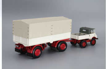 MERCEDES-BENZ UNIMOG 401 with Trailer (1951), white / beige / red