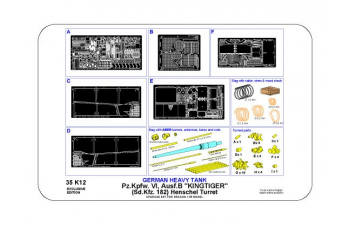 Полный набор фототравления Pz.Kpfw. Vi, Ausf.B (Sd.Kfz. 182) King Tiger (Henschel Turret)