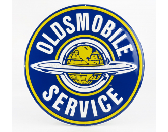 ACCESSORIES Metal Round Plate - Oldsmobile Service, Blue Yellow