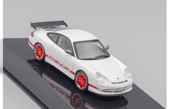 PORSCHE 911 GT3 RS (2004), white with red stripe on two sides