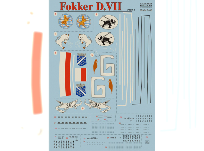 Набор декалей Fokker D VII Part 2 Wet decal The complete set 3 leaf