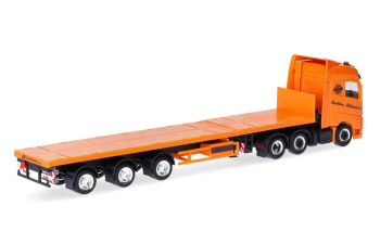 VOLVO FH GL 2020 с телескопическим полуприцепом, оранжевый