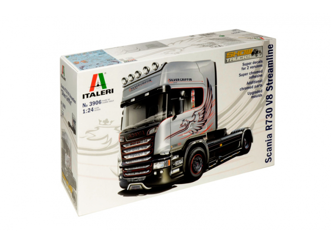 Сборная модель SCANIA R730 Tractor Truck V8 Streamline Silver Griffin 2-assi 2011