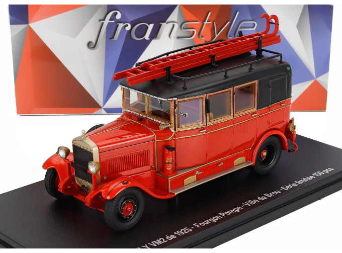 LAFFLY Vm2 Truck Fourgon Pompe Sapeurs Pompiers Ville De Brou (1925), Red Black