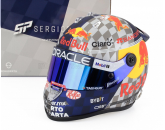 BELL HELMET Casco Helmet F1 Sergio Perez Team Oracle Red Bull Racing №11 Silverstone British Gp (2024), Silver Blue Yellow