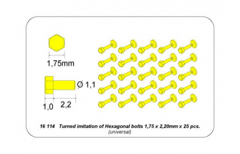 Turned imitation of Hexagonal bolts 1,75 x 2,20 mm x 25 pcs