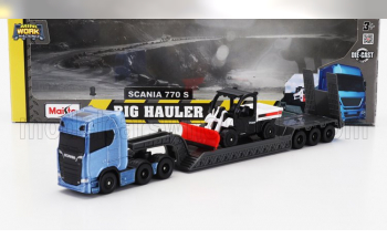 SCANIA S770 V8 Truck Pianale Trasporto 5600 Toolcat Pick-up Spazzaneve Snowplow, Blue Black White