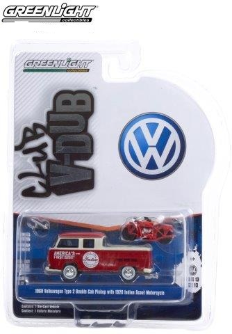 VOLKSWAGEN T2 Double Cab Pick-up с мотоциклом Indian "Sales & Service" 1968 with 1920 Indian Scout Motorcycle 