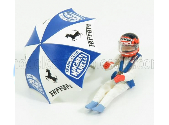 FIGURES Gilles Villeneuve For Ferrari 126c2 F1 With Umbrella, White