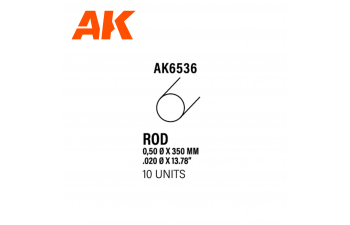 Rod 0.50 diameter x 350mm - STYRENE STRIP