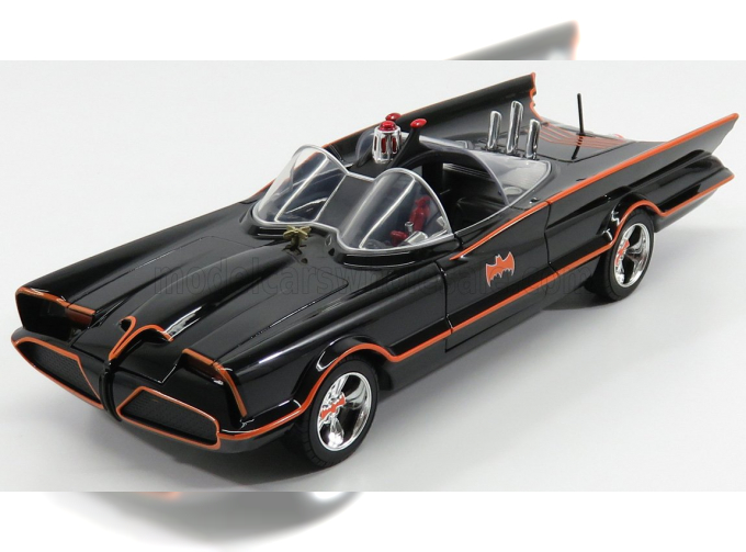 BATMAN Batmobile 1966 - Classic Tv Series With Batman And Robin Figures - Light Effects, Black Red