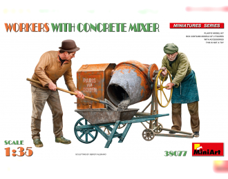 Сборная модель фигурки Рабочие с бетономешалкой /FIGURES Workers With Concrete Mixer