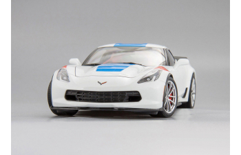 CHEVROLET Corvette C7 Grand Sport (2017), white / blue stripes / red fender hash marks