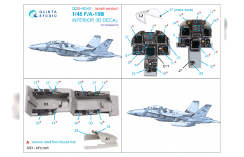 3D Декаль интерьера кабины F/A-18B (Hasegawa) (Малая версия)