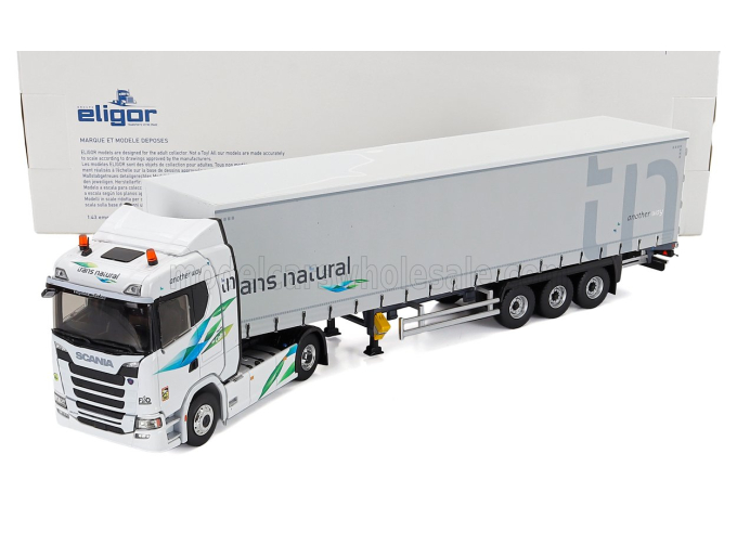 SCANIA R500 Truck Telonato Trans Natural Transports (2012), White Silver