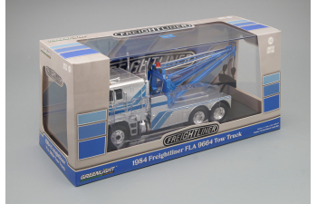 FREIGHTLINER FLA 9664 эвакуатор (1984), Silver/Blue Stripes