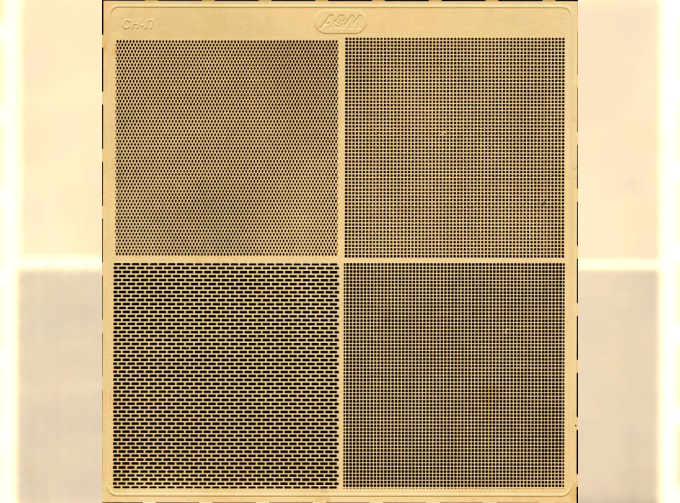 Фототравление Набор сеток (Ромб, плетёнка, прямоугольник, квадрат), 80x85 мм