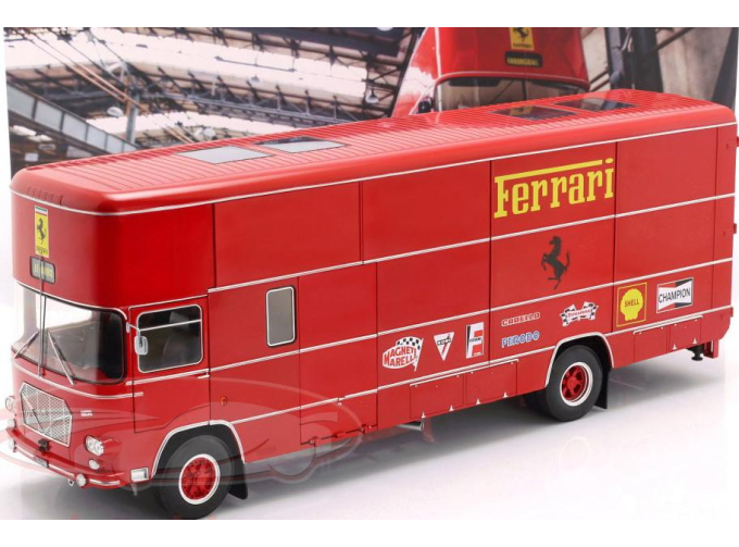 OM FIAT 150 Rolfo Scuderia Ferrari Race Car Transporter of the 70s  (1967), red