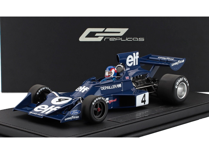 TYRRELL F1 Ford 007 Elf №4 2nd Sweden Gp (with Pilot Figure) (1974) Patrick Depailler, Blue