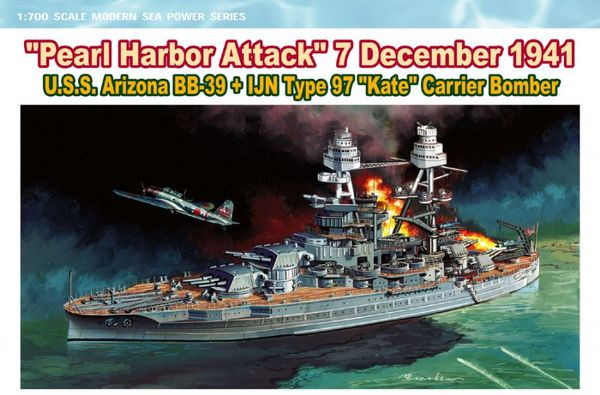 Сборная модель U.S.S. Arizona BB-39 + IJN Type 97 "Kate" Carrier Bomber "Pearl Harbor Attack" 7 December 1941