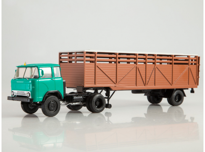 КАЗ-608 с полуприцепом ОДАЗ-857Б, зеленый / коричневый