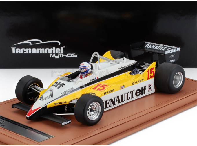 RENAULT F1 Re30b V6 Turbo Team Renault Elf №15 Winner Brazilian Gp (with Pilot Figure) (1982) Alain Prost, White Yellow Black