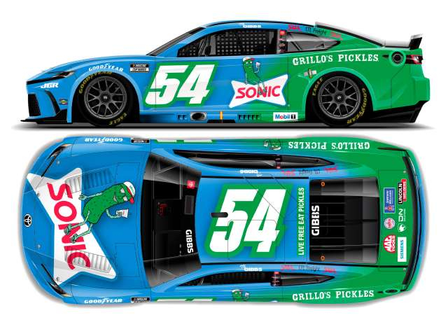 Toyota Camry XSE #54 Ty Gibbs *Sonic/Grillo`s Pickles*, blue/green 2025