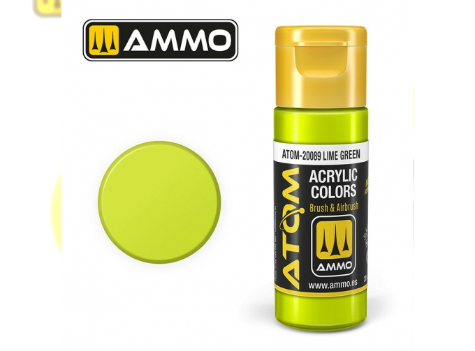 Краска акриловая ATOM COLOR Зеленый лайм / Lime Green, 20мл