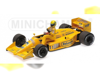 LOTUS HONDA 99T - AYRTON SENNA RIDING ON SATORU NAKAJIMA'S CAR - ITALIAN GP 1987 /W FIGURINE