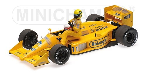 LOTUS HONDA 99T - AYRTON SENNA RIDING ON SATORU NAKAJIMA'S CAR - ITALIAN GP 1987 /W FIGURINE
