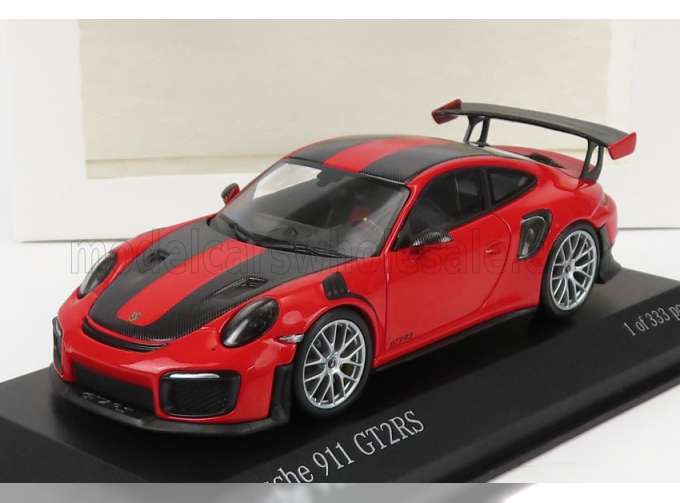 PORSCHE 911 991-2 Gt2 Rs Weissach Package 2018 - Silver Rims, Red Black