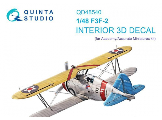 3D Декаль интерьера кабины F3F-2 (Academy/Accurate Miniatures)