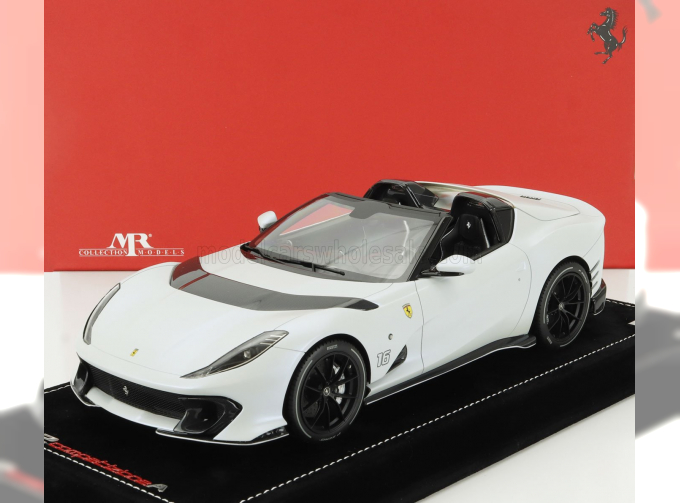 FERRARI 812 Competizione A Spider №16 Personal Car Charles Leclerc (2022) - Con Vetrina - With Showcase, Bianco Onda Marina - Matt White