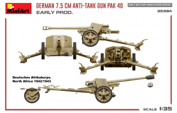 Сборная модель Military German 7.5 Anti-tank Gun Pak 40 (1945)