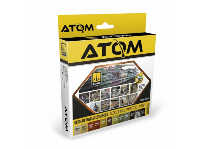 Набор красок ATOM Цвета немецких аксессуаров времен 2МВ / German WWII Accessories Set (12 шт.)