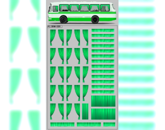 Набор декалей Шторки для ЛАЗ всех моделей (100х140), зеленый