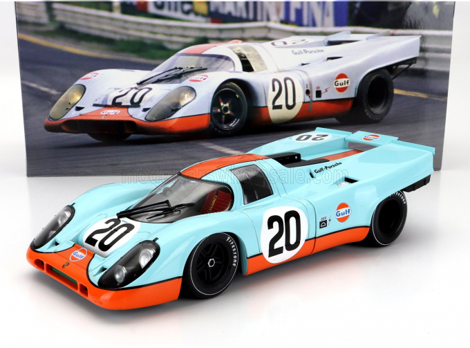 PORSCHE 917k 4.5l Team John Wyer Automotive Engineering Ltd Gulf №20 24h Le Mans (1970) Jo Siffert - Brian Redmann, Light Blue Orange