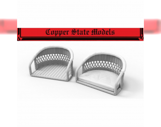 Плетеное сиденье с подушкой и кожаной обивкой