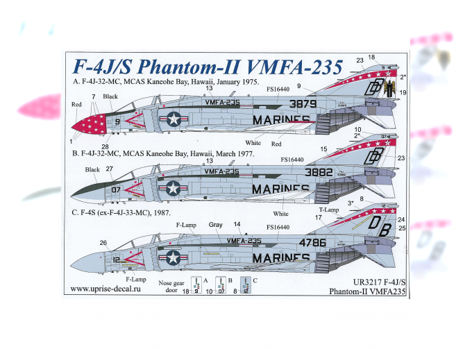 Декаль для F-4J/S Phantom-II VMFA-235, без тех. надписей