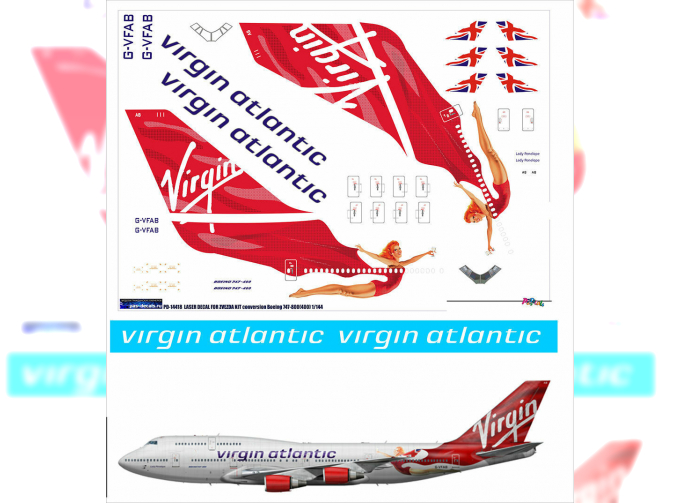 Декаль на Boing747-400 Virgin Atlantic (конверсия Zvezda)