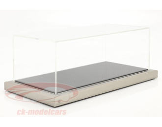 High quality acrylic showcase Dieppe Carbon with acrylic / metal base carbon / silver 1:18 Atlantic, transparent / carbon / silver