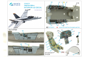 3D Декаль интерьера кабины F/A-18А++ (HobbyBoss)