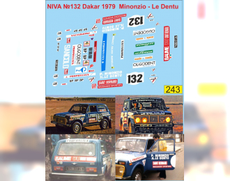 Набор декалей Волжский 2121 Нива №132 Dakar 1979 Minonzio - Le Dentu