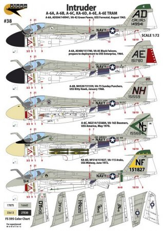 Декаль Intruder - Various A-6 versions, attack aircraft, and tankers. 9 marking options