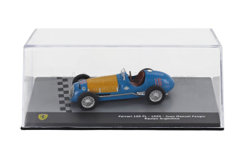 FERRARI F1 166fl Team Equipo Argentino №16 Season (1949) Juan Manuel Fangio - Con Vetrina - With Showcase, Light Blue Yellow
