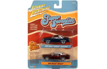 OLDSMOBILE Cutless Supreme (1976), dark blue +BUICK Riviera (1972), red