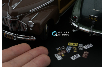 3D Декаль Автомобильные номера США, северо-восточные штаты, 1910-1940 (для всех моделей) (на метал. основании)