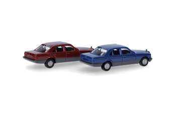 Сборная модель набор из 2х MERCEDES-BENZ S-Klasse W126, синий / красный