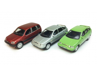 Набор из 3 моделей Волжский 2112, NIva Chevrolet, зеленый / серебристый / красный